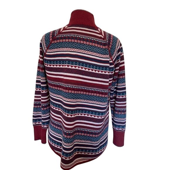 Eddie Bauer Women's LP Engage Fair Isle Knit Ruby 1/4 Zip Pullover Soft Sweater - Picture 6 of 11